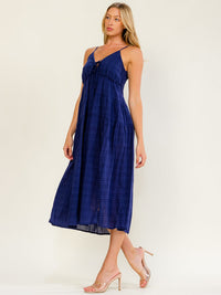 WOMEN'S SLEEVELESS V-NECK OPEN BACK TIERED MAXI DRESS