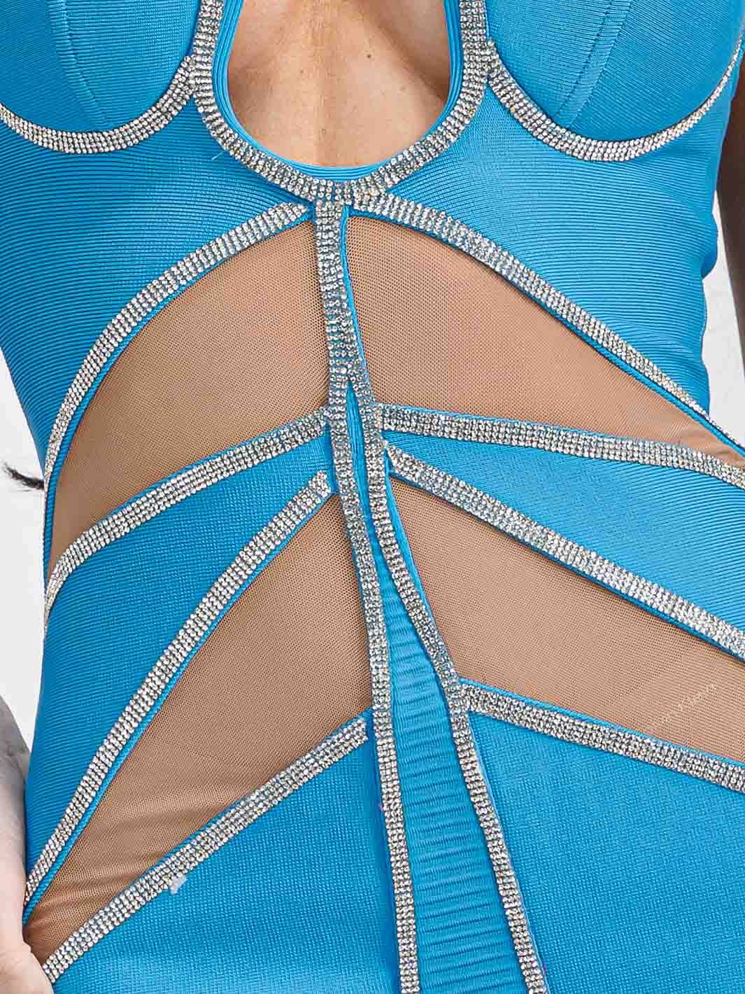 WOMEN'S SLEEVELESS V-NECK STUDS BODYCON BANDAGE MINI DRESS