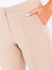 WOMEN'S BUTTON CLOSURE FRONT POCKETS SKINNY LEG STRETCH PANTS