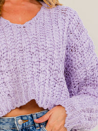 WOMEN'S LONG SLEEVE V-NECK KNITTED PULLOVER SWEATER