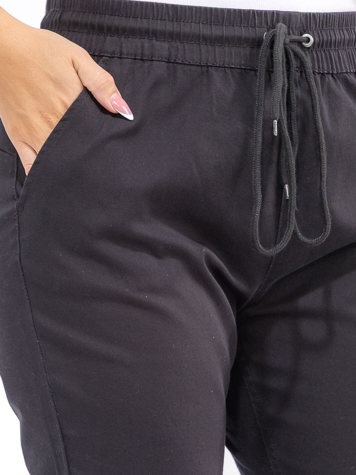 PLUS SIZE ELASTIC WAIST SELF TIE JOGGER DENIM PANTS