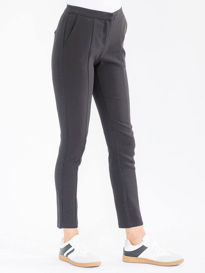 WOMEN'S BUTTON CLOSURE FRONT POCKETS SKINNY LEG STRETCH PANTS