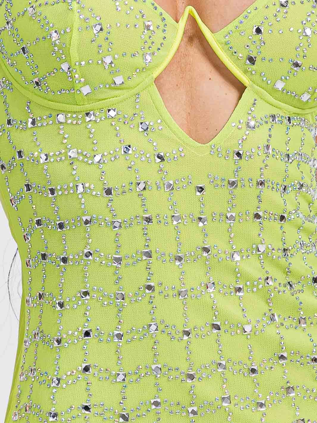 WOMEN'S SLEEVELESS V-NECK STUDS BODYCON MINI DRESS