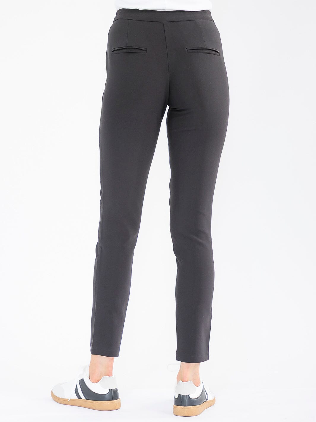 WOMEN'S BUTTON CLOSURE FRONT POCKETS SKINNY LEG STRETCH PANTS