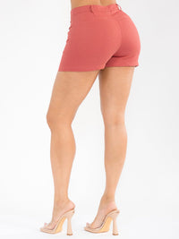 WOMEN'S BUTTON CLOSURE FRONT POCKETS MINI SHORTS