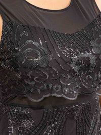 PLUS SIZE SLEEVELESS MESH SEQUINS BODYCON MINI DRESS