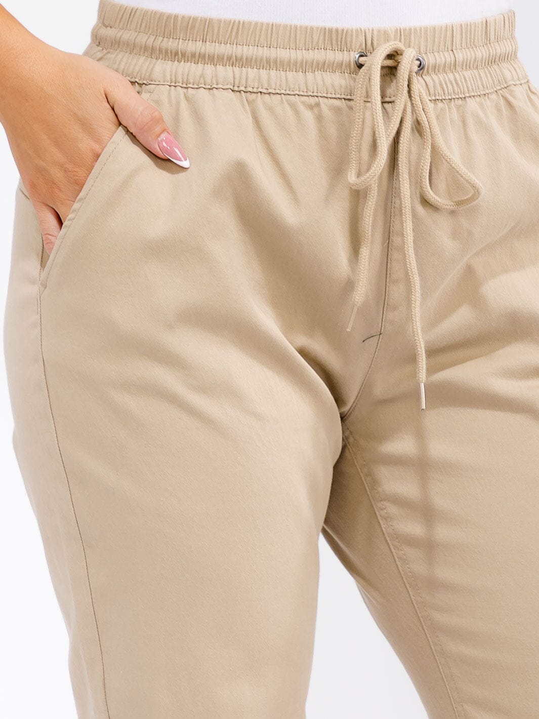 PLUS SIZE ELASTIC WAIST SELF TIE JOGGER DENIM PANTS