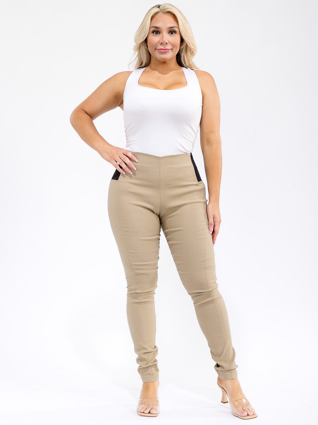 PLUS SIZE ELASTIC WAIST SKINNY LEG PANTS