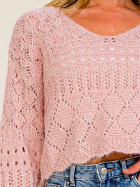 WOMEN'S LONG SLEEVE V-NECK KNIT PULLOVER SWEATER