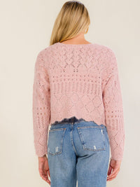 WOMEN'S LONG SLEEVE V-NECK KNIT PULLOVER SWEATER