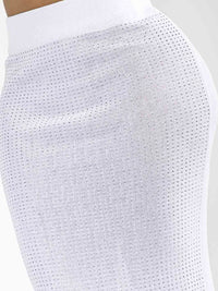 WOMEN'S ELASTIC WAIST RHINESTONES MIDI SKIRT