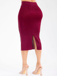 WOMEN'S ELASTIC WAIST RHINESTONES MIDI SKIRT