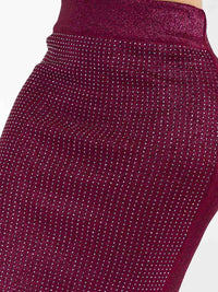 WOMEN'S ELASTIC WAIST RHINESTONES MIDI SKIRT