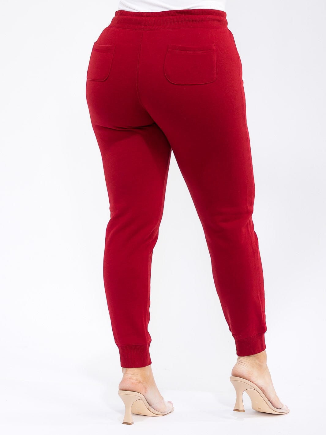 PLUS SIZE ELASTIC WAIST SELF TIE JOGGER FLEECE PANTS