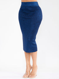 WOMEN'S ELASTIC WAIST RHINESTONES MIDI SKIRT