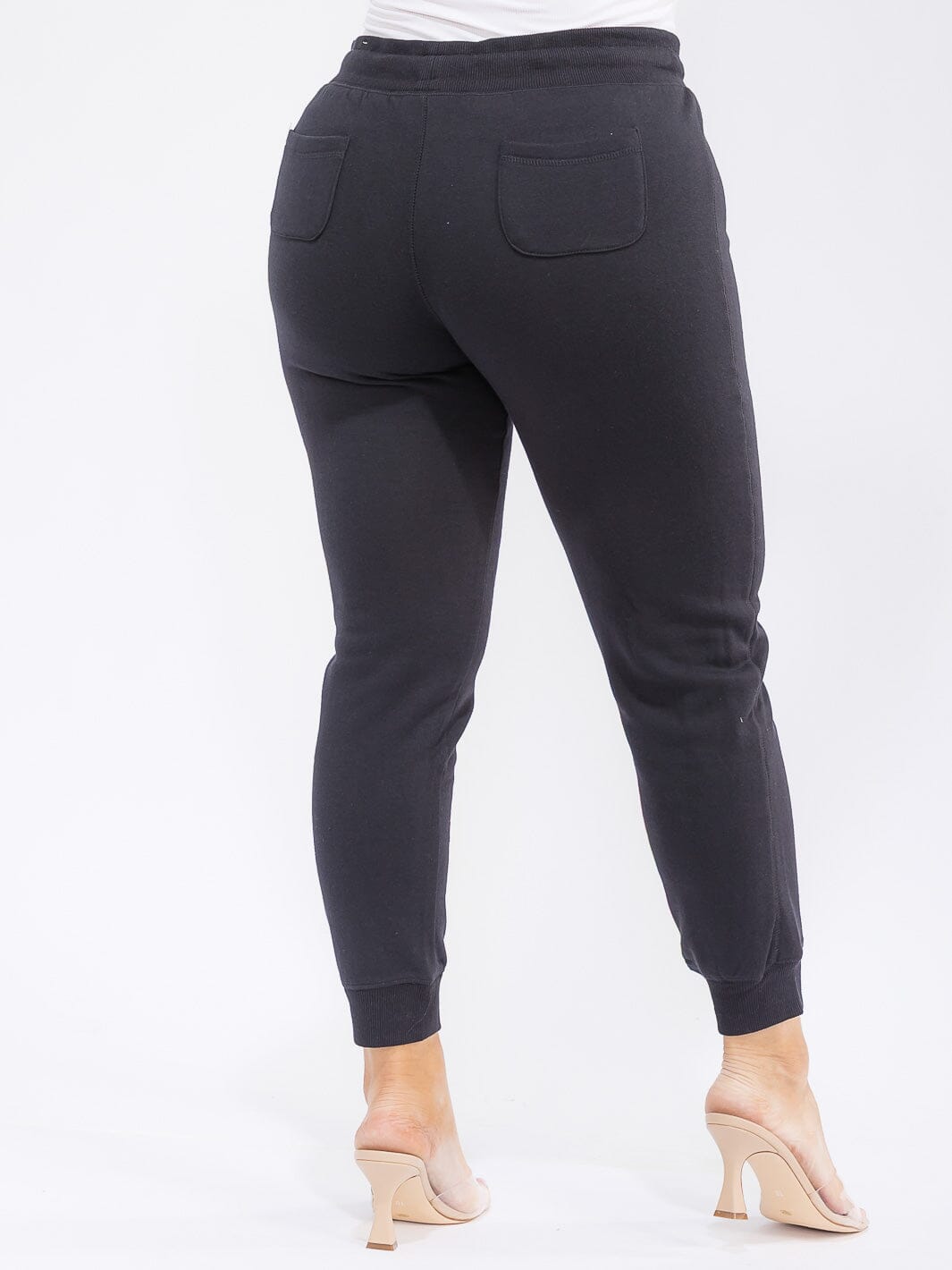 PLUS SIZE ELASTIC WAIST SELF TIE JOGGER FLEECE PANTS