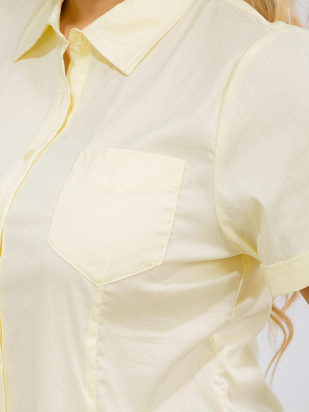 PLUS SIZE SHORT SLEEVE BUTTON UP FRONT POCKET BLOUSE