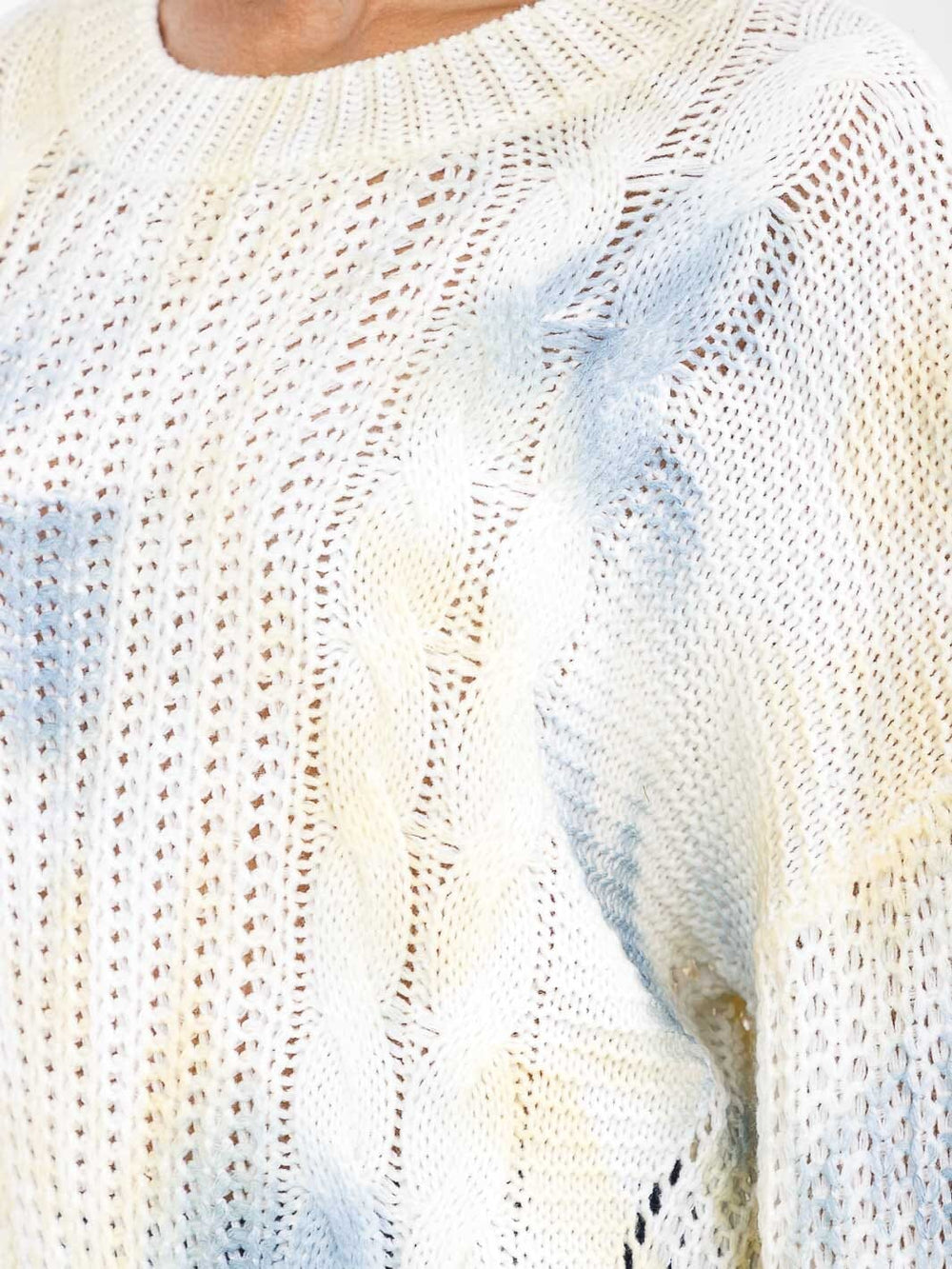 WOMEN'S LONG SLEEVE TIE DYE PULLOVER KNIT SWEATER