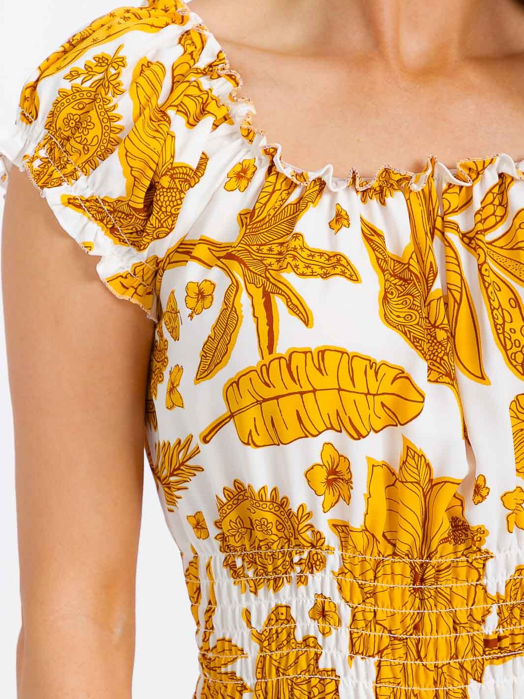 WOMEN'S SLEEVELESS SMOCK FRONT SLIT FLORAL MAXI DRESS (Copy)