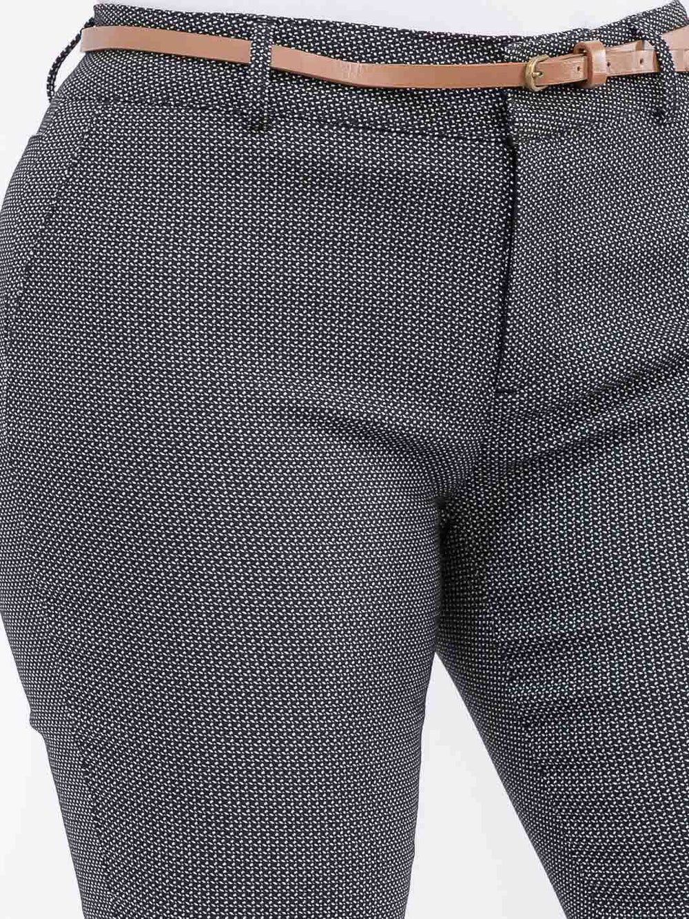 PLUS SIZE BUTTON CLOSURE BELTED SKINNY LEG PANTS