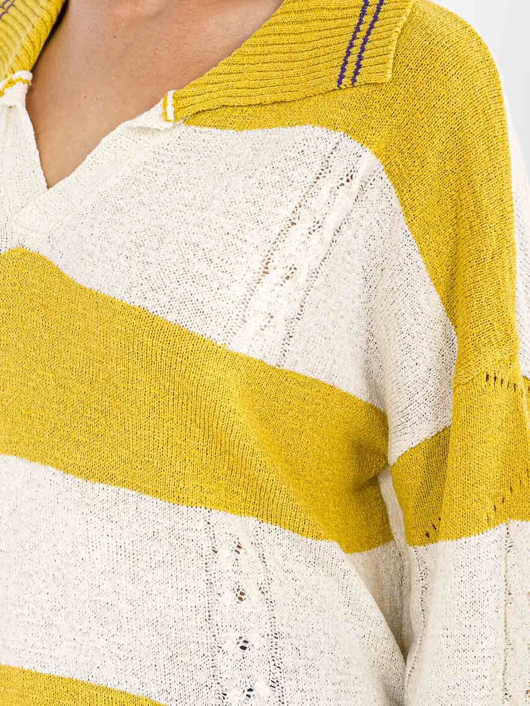 WOMEN'S LONG SLEEVE V-NECK COLORBLOCK PULLOVER KNIT SWEATER