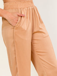 WOMEN'S ELASTIC WAIST FRONT POCKETS SKINNY LEG PANTS