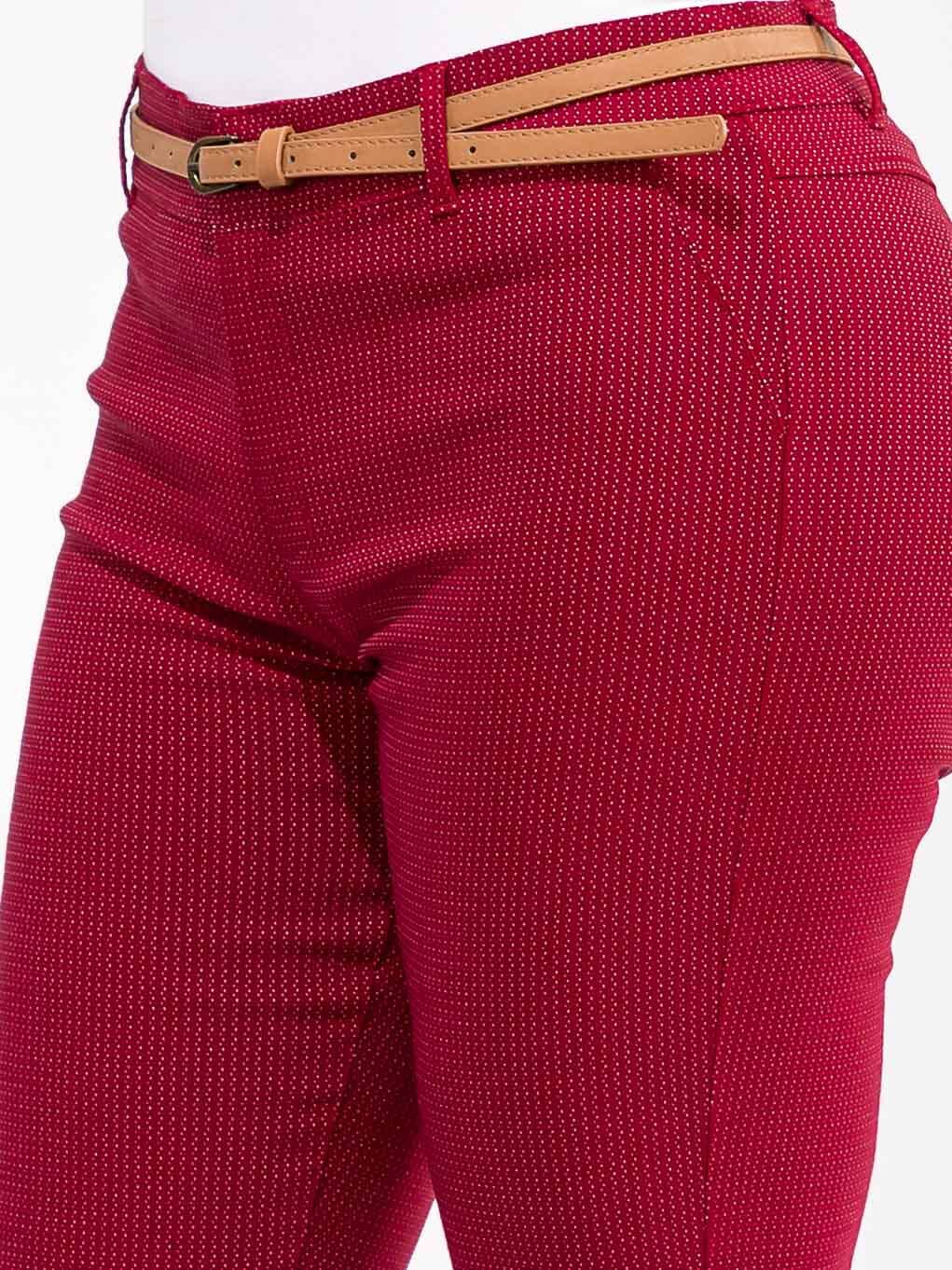 PLUS SIZE BUTTON CLOSURE BELTED SKINNY LEG PANTS