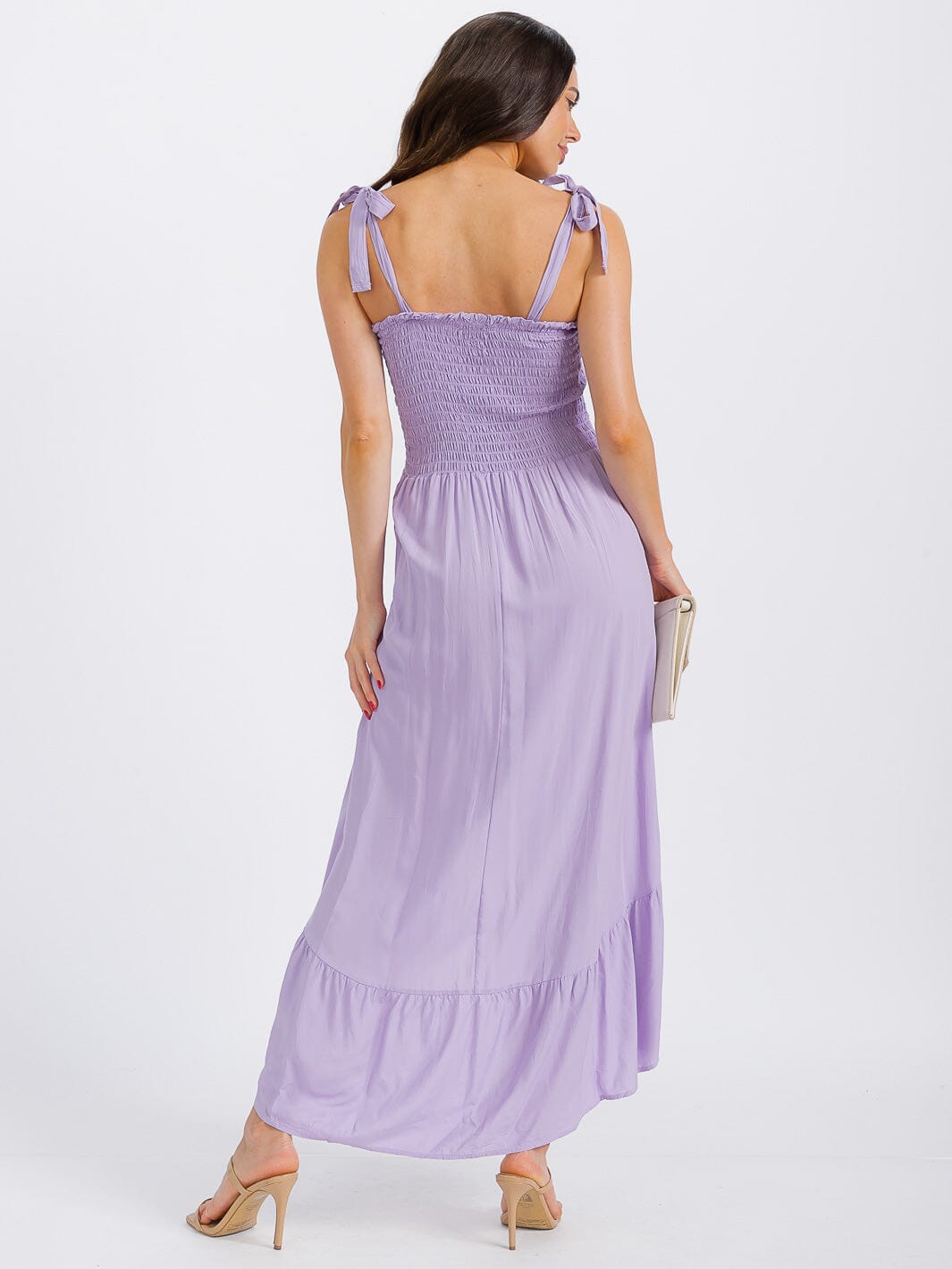 WOMEN'S SLEEVELESS SMOCK HIGH-LOW MAXI DRESS