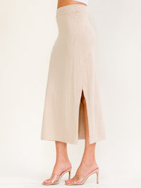 ******WOMEN'S ELASTIC WAIST SIDE SLIT MAXI SKIRT