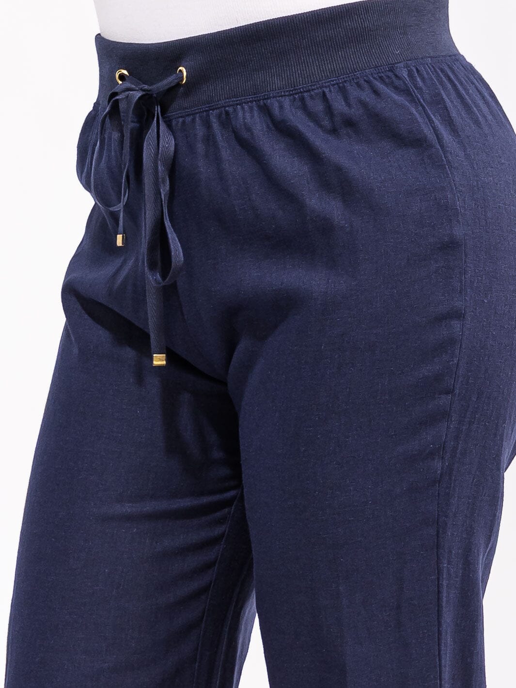 PLUS SIZE ELASTIC WAIST POCKETS SELF TIE WIDE LEG LEG PANTS