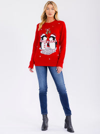 WOMEN'S LONG SLEEVE CHRISTMAS GRAPHIC PULLOVER SWEATER