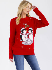 WOMEN'S LONG SLEEVE CHRISTMAS GRAPHIC PULLOVER SWEATER