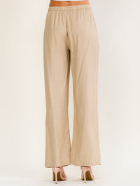 WOMEN'S ELASTIC WAIST FRONT POCKETS WIDE LEG PANTS