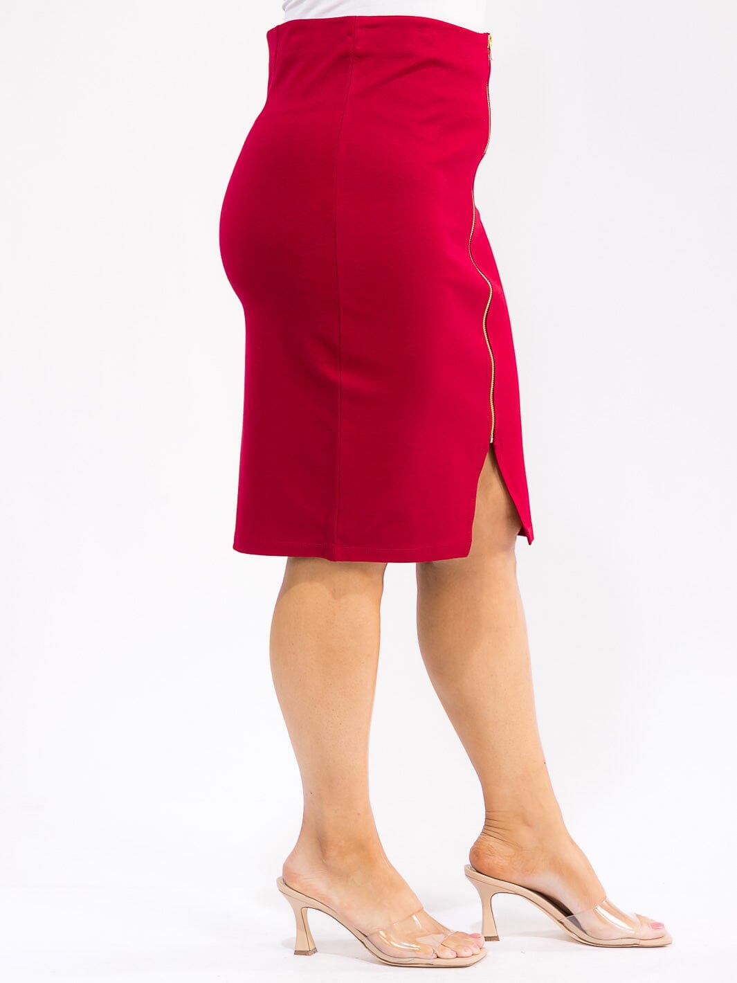 PLUS SIZE ZIPPER CLOSURE PENCIL MINI SKIRT