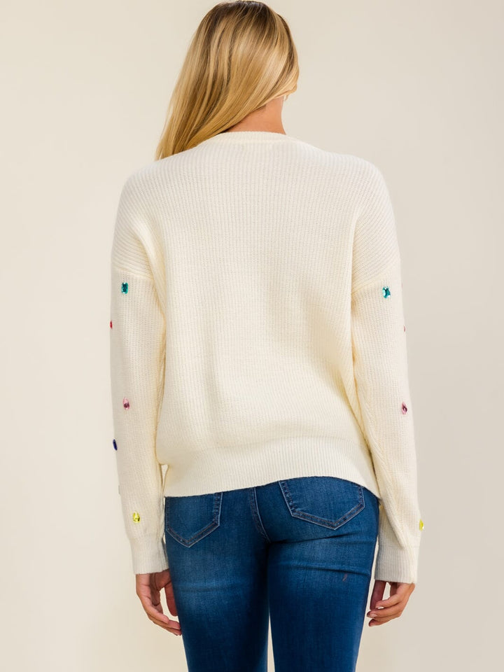 WOMEN'S LONG SLEEVE STONES PULLOVER SWEATER