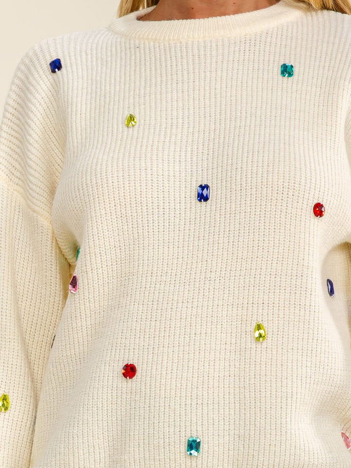 WOMEN'S LONG SLEEVE STONES PULLOVER SWEATER
