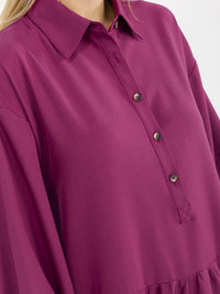 WOMEN'S LONG SLEEVE BUTTON UP LOOSE FIT MINI DRESS