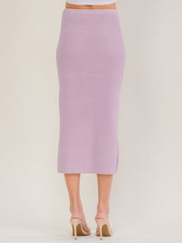 WOMEN'S ELASTIC WAIST FRONT SLIT POCKETS KNIT MAXI SKIRT