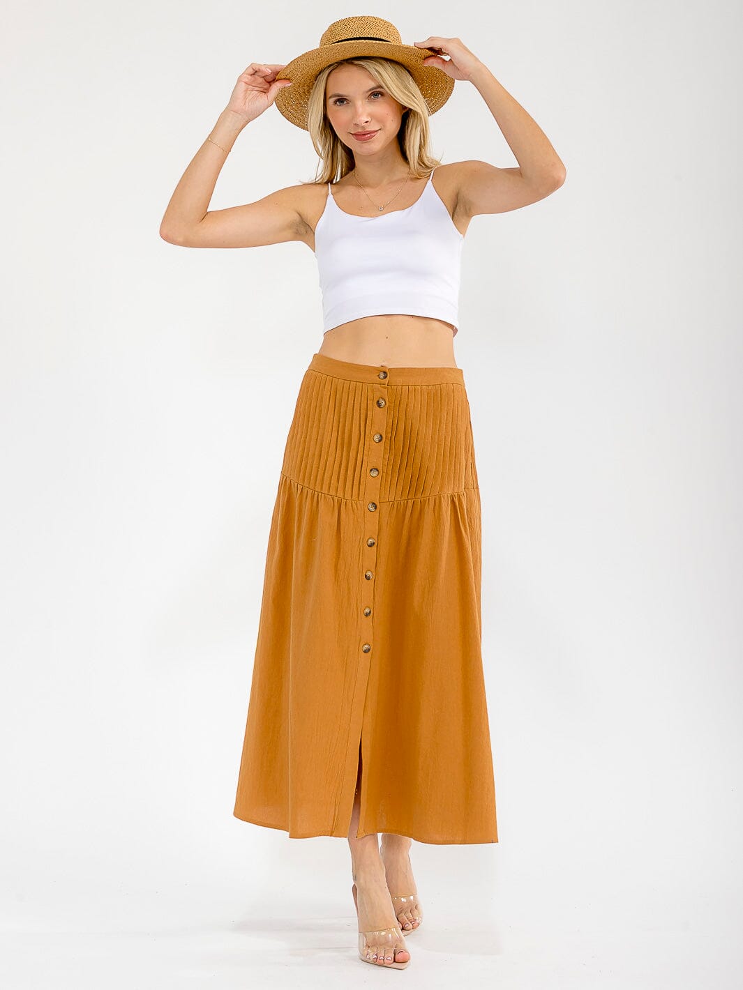 WOMEN'S BUTTON CLOSURE MAXI SKIRT