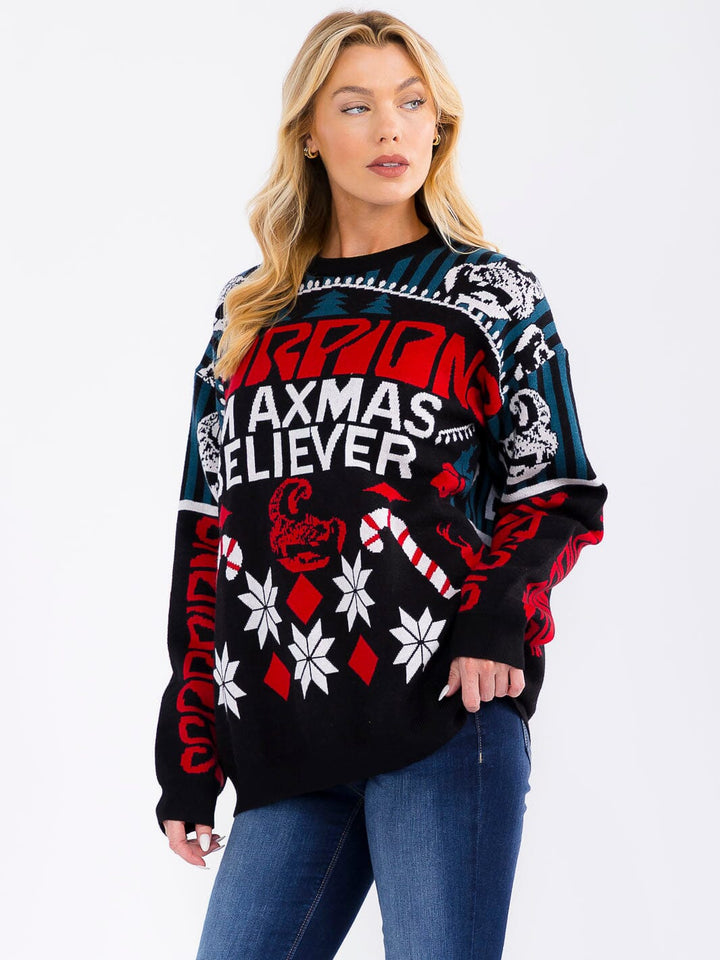 WOMEN'S LONG SLEEVE CHRISTMAS GRAPHIC PULLOVER SWEATER