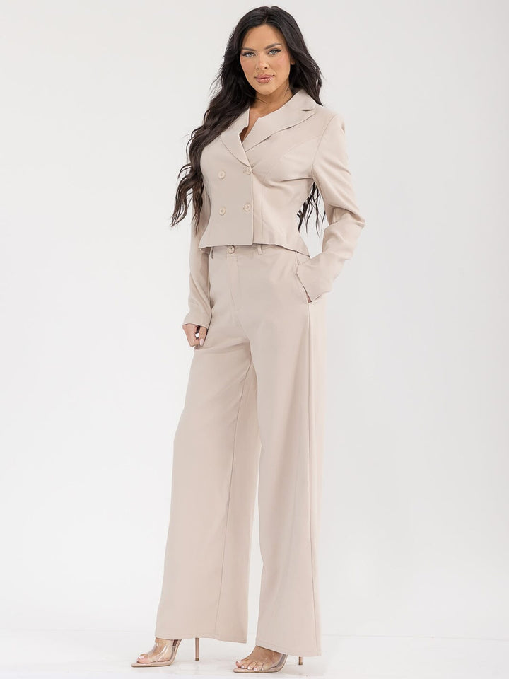 WOMEN'S LONG SLEEVE BLAZER & BUTTON CLOSURE PANTS SOLID 2PC. SET