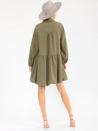 WOMEN'S LONG SLEEVE BUTTON UP LOOSE FIT MINI DRESS