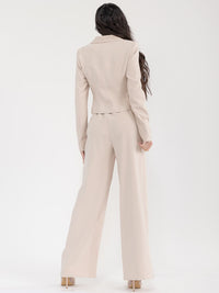 WOMEN'S LONG SLEEVE BLAZER & BUTTON CLOSURE PANTS SOLID 2PC. SET