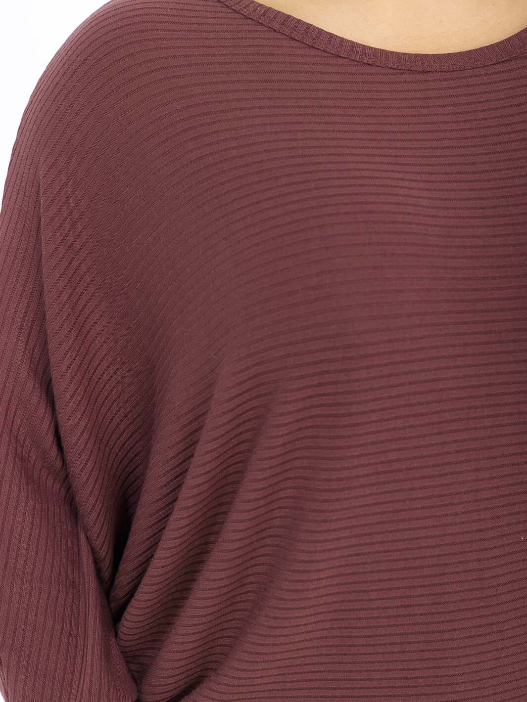 PLUS SIZE LONG SLEEVE RIBBED LOOSE FIT TOP