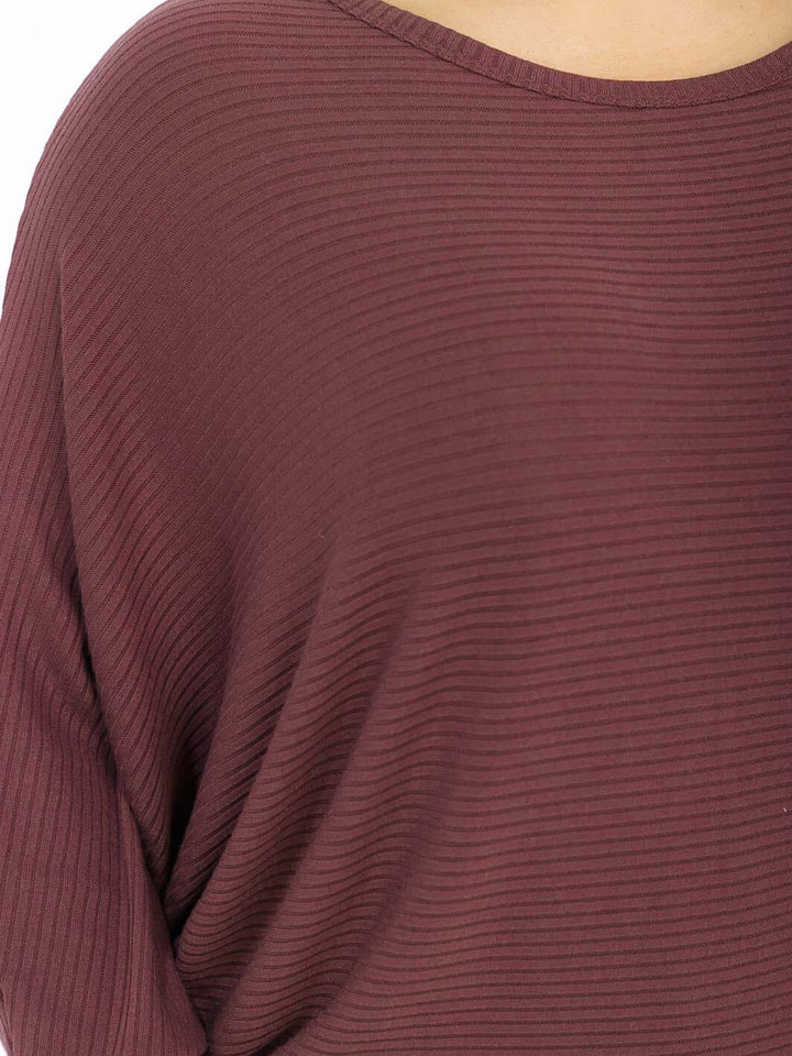 PLUS SIZE LONG SLEEVE RIBBED LOOSE FIT TOP
