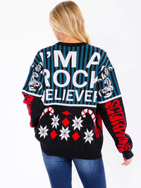 WOMEN'S LONG SLEEVE CHRISTMAS GRAPHIC PULLOVER SWEATER