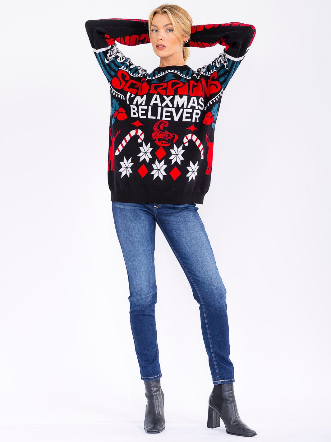 WOMEN'S LONG SLEEVE CHRISTMAS GRAPHIC PULLOVER SWEATER