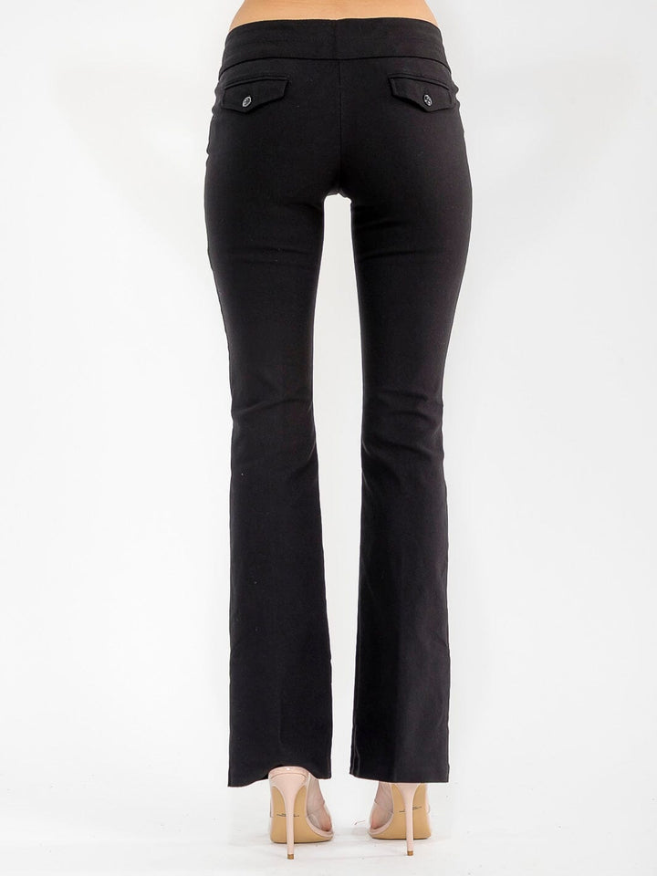 WOMEN'S BUTTON CLOSURE BELL LEGS PANTS