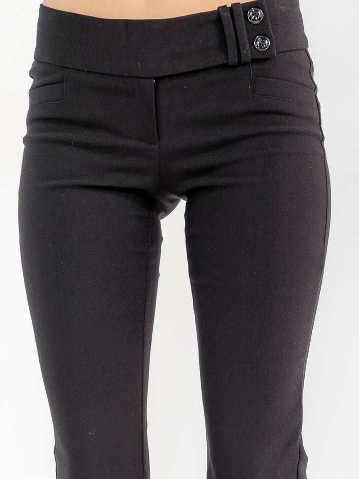 WOMEN'S BUTTON CLOSURE BELL LEGS PANTS