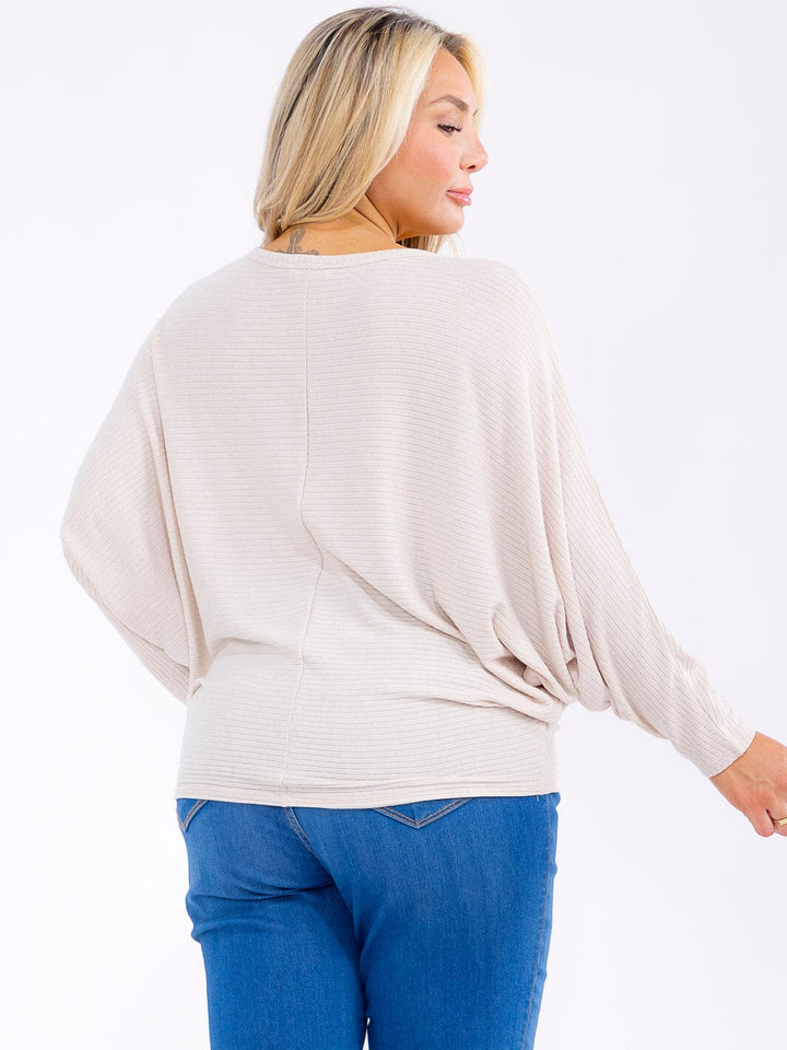 PLUS SIZE LONG SLEEVE RIBBED LOOSE FIT TOP